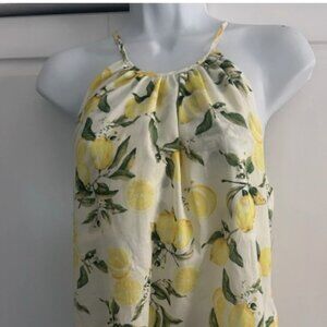 NWT Maison Jules Women's Lemon Printed Tie Shoulder Halter Top SZ SMALL